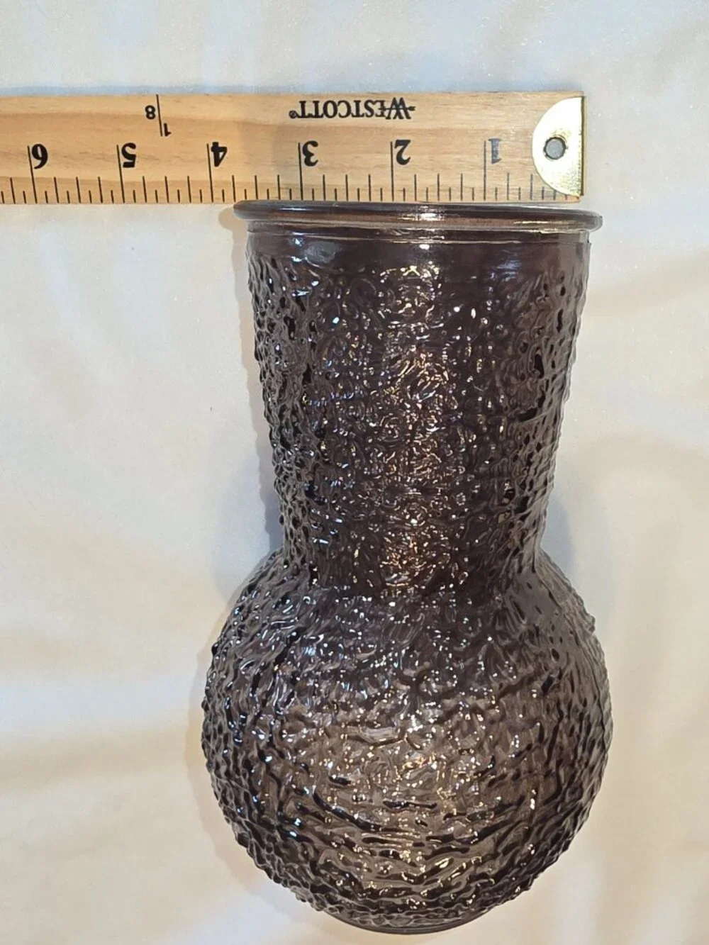 Decorative Vase Lacy Textured Purple Amethyst Colored Art Home Decor NWoT
